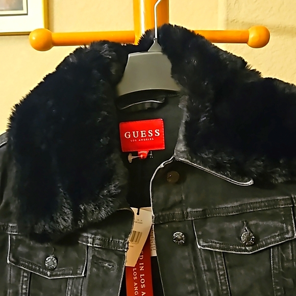 NWT Guess Black Denim Jacket, Small - Picture 4 of 11